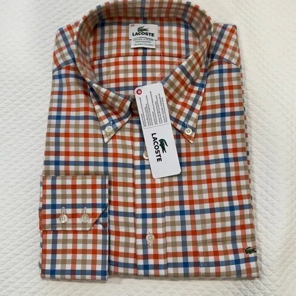 NWT Lacoste long sleeve dress shirt, 100% cotton, XXL - Picture 1 of 3